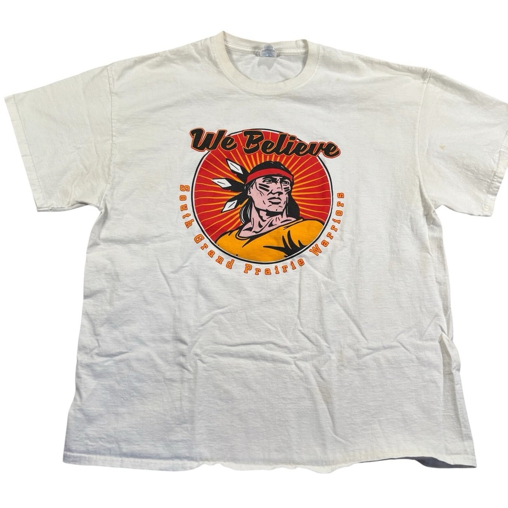 VTG South Grand Prairie Warriors Crew Neck Men's XXL White‎ Tee Promo Shirt